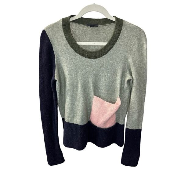 COS color block green/blue/ pink wool knit Sweater Small - Picture 5 of 14